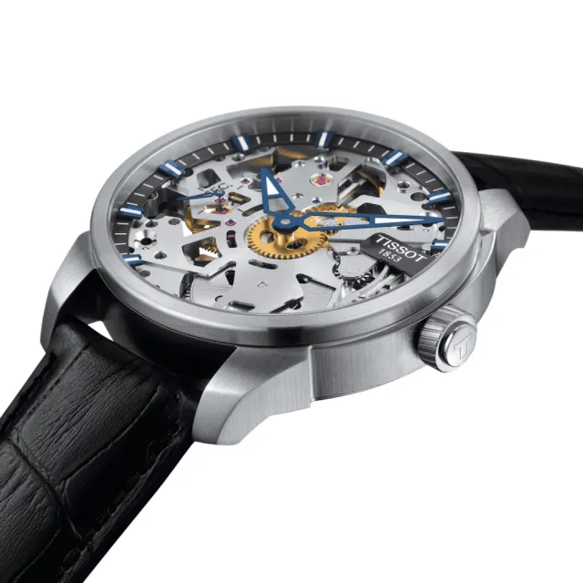 【TISSOT 天梭】鏤空手動上鍊 機械腕錶 618 週年慶 畢業禮物 (T0704051641100)