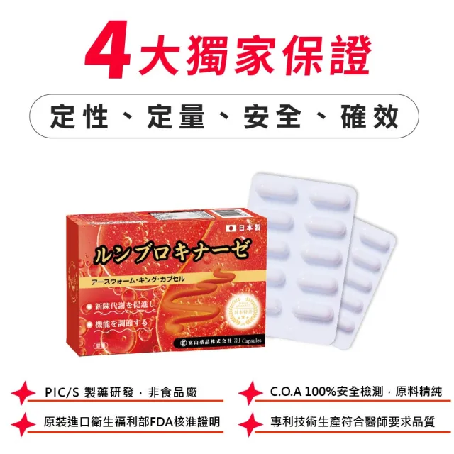 【TOYAMA製藥特級】極暢蚓 蚓激酶膠囊X1盒/30顆(蚓力啟動  暢通自在)