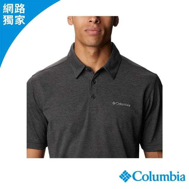 【Columbia 哥倫比亞】男款-快排短袖POLO衫-黑色(UAE29960BK/JS)