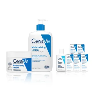 【CeraVe適樂膚】冠軍常銷組★長效清爽保濕乳473ml+長效潤澤修護霜340g(保濕乳473ml+修護霜340g)