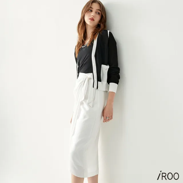 【iROO】偽一片裙式綁結中長裙