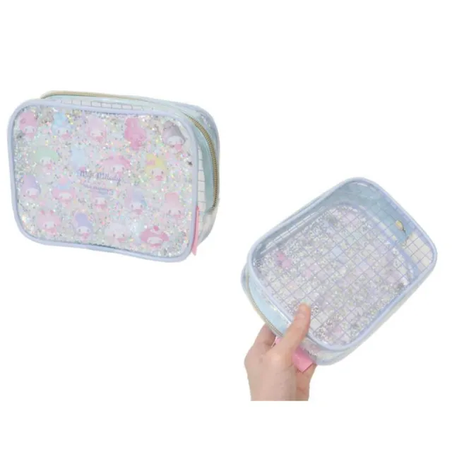 【小禮堂】雙11 Sanrio 三麗鷗 美樂蒂 50周年紀念 透明收納包 滿版款(平輸品)