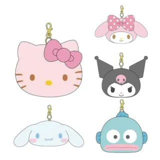【小禮堂】雙11 Sanrio 三麗鷗 絨毛大臉伸縮票卡包 經典大臉款 Kitty 美樂蒂 酷洛米 大耳狗(平輸