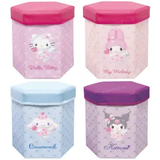 【小禮堂】Sanrio 三麗鷗 不織布摺疊六角收納椅 Cupid Kitty 美樂蒂 酷洛米(平輸品)