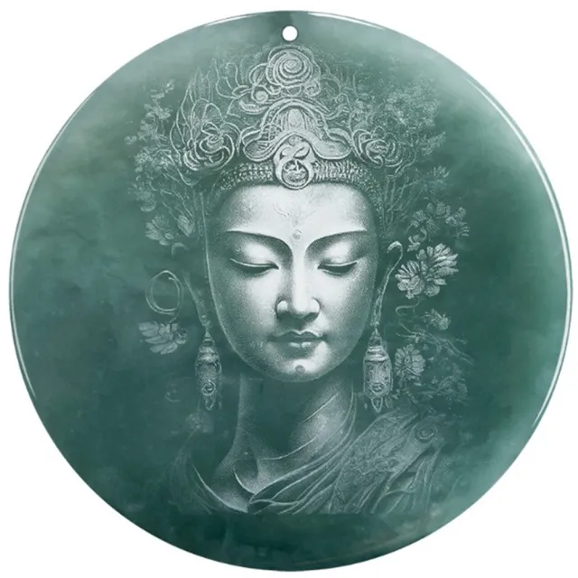 【Penny 珮妮】A貨翡翠藍水影雕觀音菩薩吊墜項鍊毛衣鏈(母親節 父親節 生日 交換禮物 情人節 尾牙 新年)