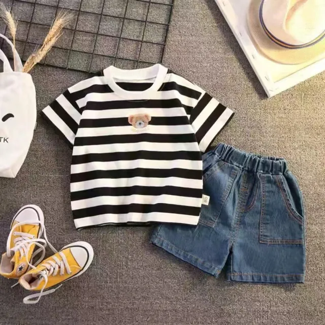 【安朵童舖】現貨韓版polo襯衫上衣短褲兒童兩件式套裝男童衣服褲子男孩短袖套裝(04/016/30)