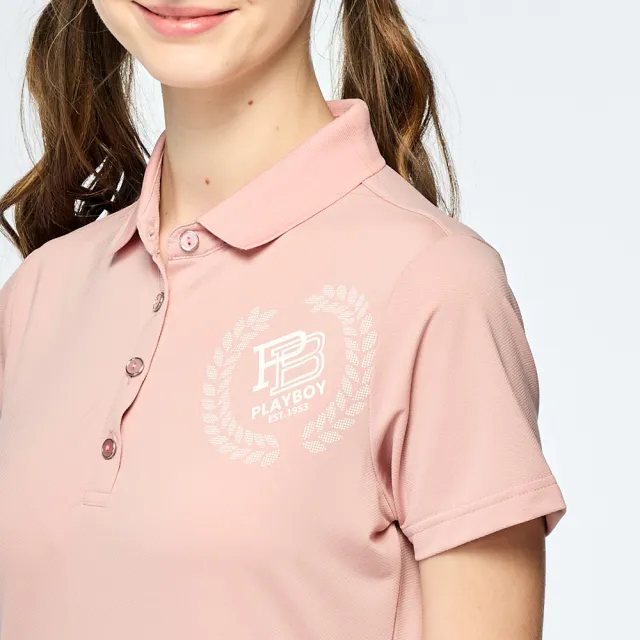 【PLAYBOY GOLF】女款吸濕排汗抗UV短袖POLO衫-粉(高爾夫球衫/KA25107-15)