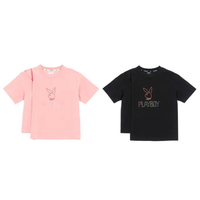 【PLAYBOY】OVERSIZE寬版落肩T-SHIRT(黑色)