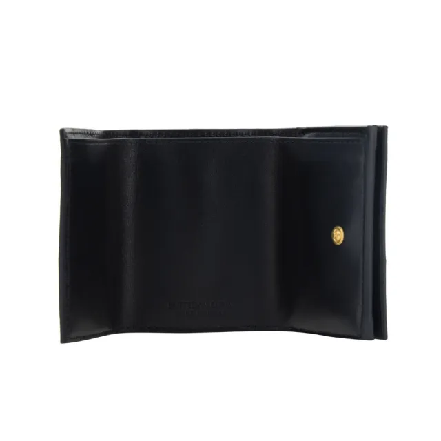 【BOTTEGA VENETA 寶緹嘉】BV Intrecciato Tiny Tri-Fold 三折 經典編織 羊皮 卡夾 短夾 皮夾 黑色 751156