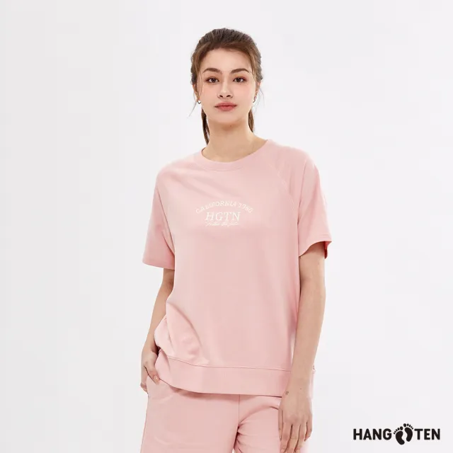 【Hang Ten】女裝-純棉毛圈布胸前繡花短袖T恤(多色選)