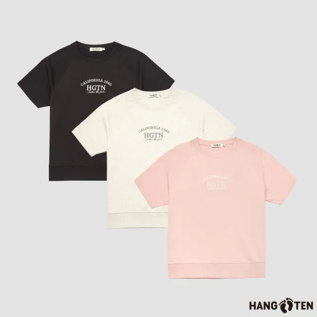 【Hang Ten】女裝-純棉毛圈布胸前繡花短袖T恤(多色選)