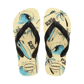【havaianas 哈瓦仕】拖鞋 童鞋 兒童 夾腳拖 海浪 椰子樹 Kids Athletic 米黃 4127273-9256K(哈瓦士)