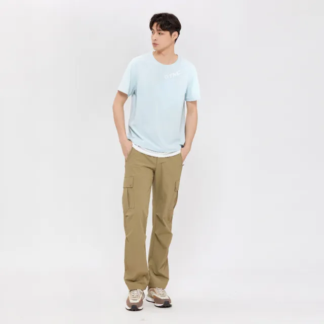 【Hang Ten】男裝-恆溫多功能-四面彈吸濕快乾隱藏口袋短袖T恤(淺藍)