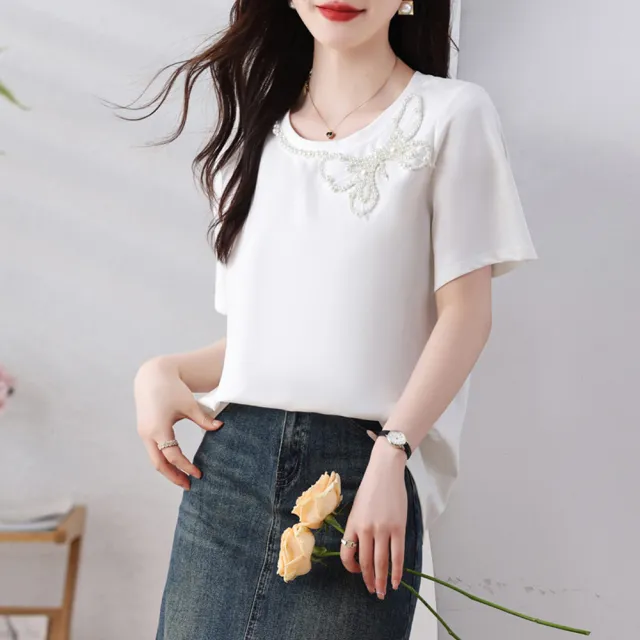 【ALLK 歐楷】新品 釘珠長上衣 2色(尺寸L-XXL/中大尺碼/涼爽/透氣)