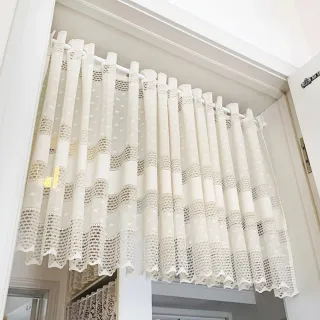 【PLUSIEURS】星棉情蕾絲裝飾短簾(寬150*高60公分)