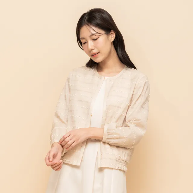 【perng yuh 芃諭名品】輕采亮澤 剪花 圓領外套(2025 SS Collection｜4A春夏新品上市)