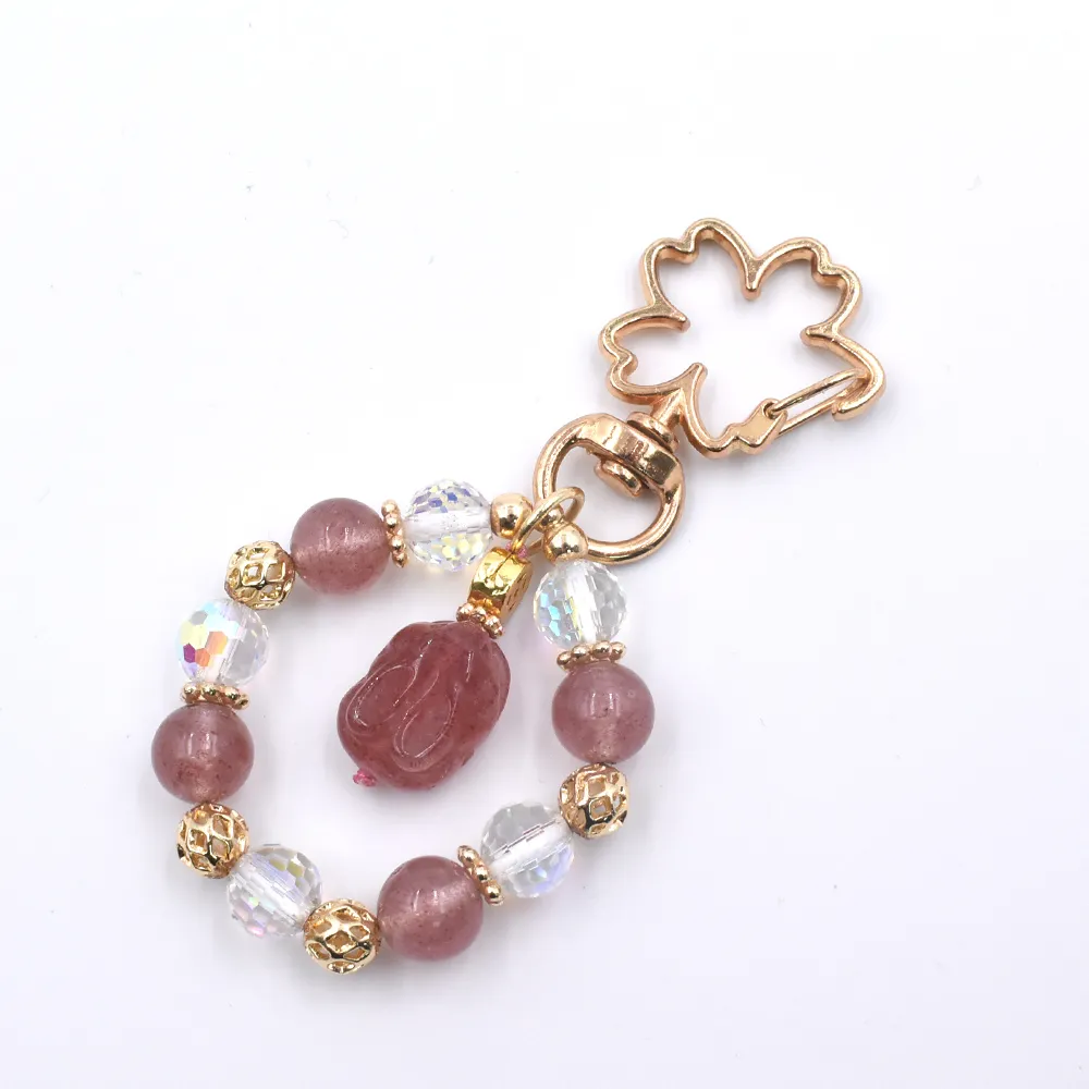 【鑫運來】◎草莓晶兔子手機吊飾