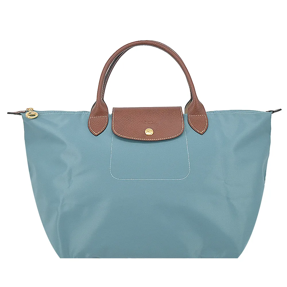 【LONGCHAMP】LE PLIAGE系列短把再生尼龍摺疊水餃包(中/尤加利綠)