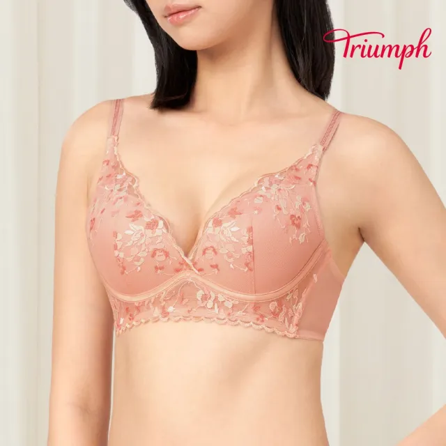 【Triumph 黛安芬】Premium歡沁系列 澎澎氣墊V型輕質鋼圈內衣  B-Ｄ(淡粉)