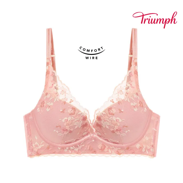 【Triumph 黛安芬】Premium歡沁系列 澎澎氣墊V型輕質鋼圈內衣  B-Ｄ(淡粉)