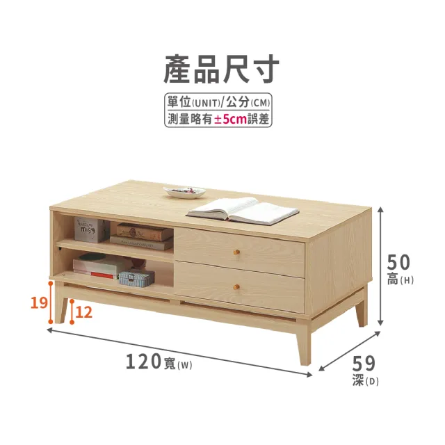 【ASSARI】4尺喬伊大茶几(寬120x深59x高50cm)