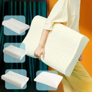 【Home of flowers】買1送1 泰國進口舒眠乳膠枕 加贈枕套 3款任選(泰國乳膠枕 舒眠枕 護頸枕 無壓枕 枕頭)