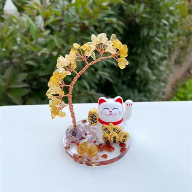 【JEN】水晶許願招財樹 招財貓 3款可選(開業送禮 喬遷 入新居 生日禮物 交換禮物 尾牙 新年)