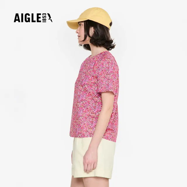 【AIGLE】女 LIBERTY有機棉風格短袖罩衫｜AG-FAV03(LIBERTY 女襯衫 有機棉 罩衫)