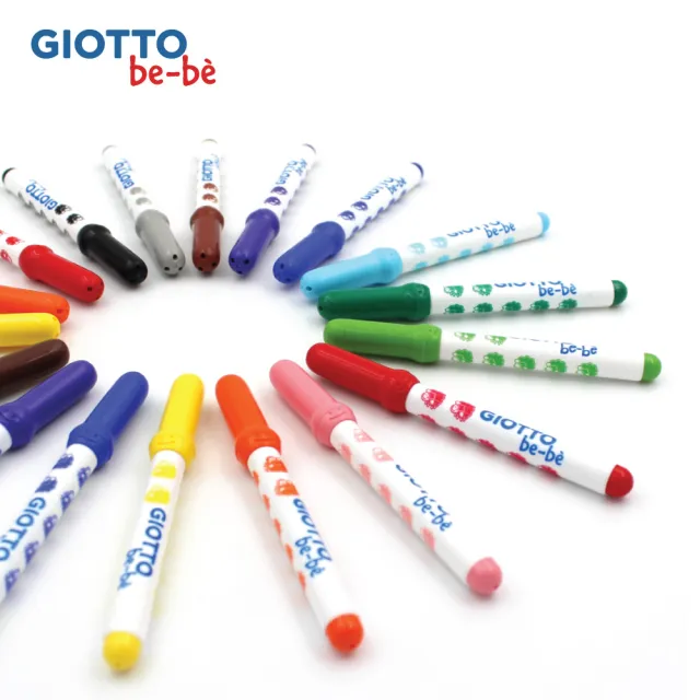 【GIOTTO】可洗式寶寶彩色筆10色(筆筒裝)｜好洗 不縮頭 好抓握 抗敏感