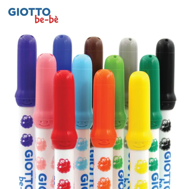 【GIOTTO】可洗式寶寶彩色筆10色(筆筒裝)｜好洗 不縮頭 好抓握 抗敏感