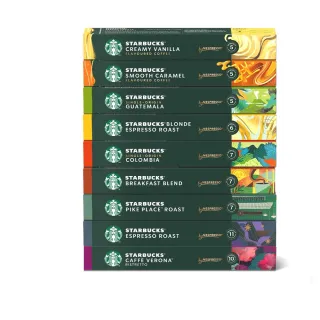 【STARBUCKS 星巴克】咖啡膠囊10顆/盒 任選 家常 派克 早餐 黃金 哥倫(適用於Nespresso膠囊咖啡機)
