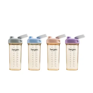【hegen】總代理｜PCTO™金色奇蹟PPSU多功能方圓型寬口水瓶2.0 330ml(嫣粉/霧灰/沁藍/漾紫)