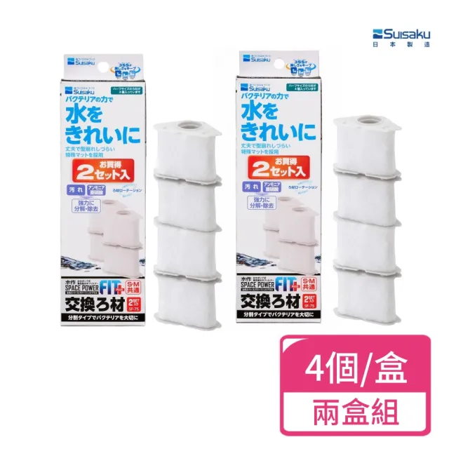 【Suisaku 水作】烏龜內置過濾器-替換白棉PLUS 4個/盒;兩盒組(替換濾棉 烏龜過濾器)