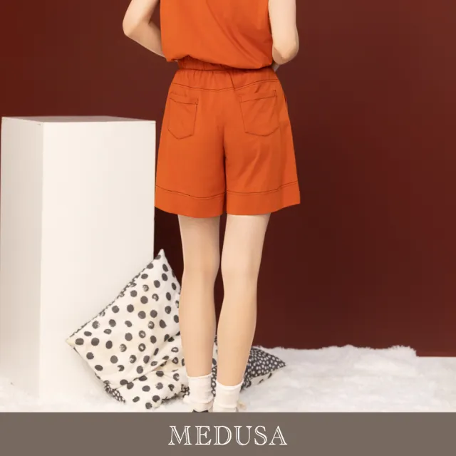 【MEDUSA 曼度莎】現貨-壓線剪裁鬆緊休閒套裝短褲 - 2色（M-XL）｜女短褲 休閒短褲 氣質短褲(601-5110B)