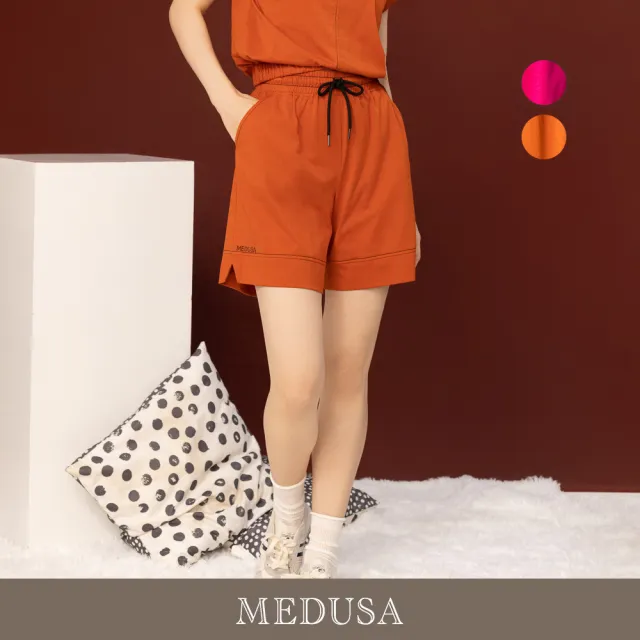 【MEDUSA 曼度莎】現貨-壓線剪裁鬆緊休閒套裝短褲 - 2色(M-XL)|女短褲 休閒短褲 氣質短褲(601-5110B)