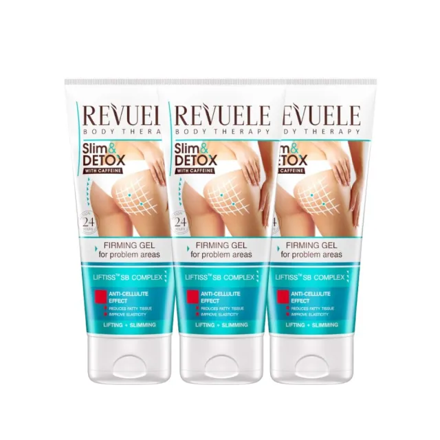 【REVUELE 瑞膚露】咖啡因緊實S美形凝膠200ml-3入(手臂、腰、腹、臀、腿 精準修護)