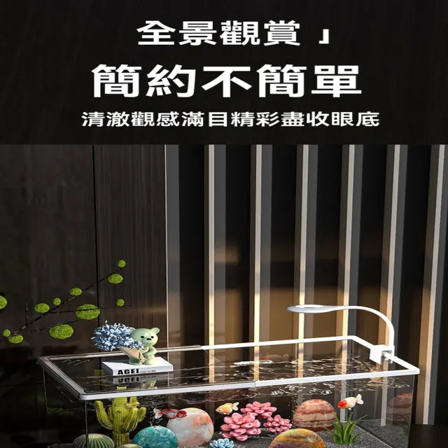 【最萌寵物用品店】亞克力桌面生態魚缸 底部排水 高清透明 烏龜缸 預售12工作天(長60*寬30*高29 半蓋*2)