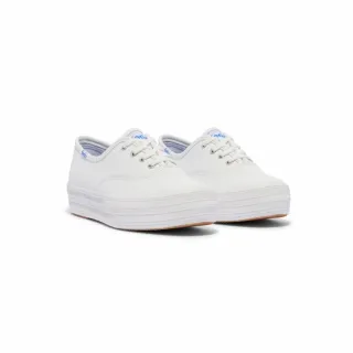 【Keds】THE PLATFORM 經典延伸厚底皮革休閒小白鞋-白(9231W133497)