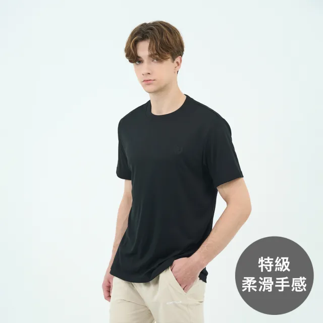 【GIORDANO 佐丹奴】男裝圓領小刺繡短袖上衣 Liquid Touch系列(多色任選)