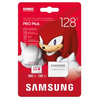 【Samsung 三星】PRO Plus microSDXC U3 128GB音速小子記憶卡 公司貨(Switch/ROG Ally/GoPro/空拍機)