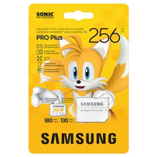 【Samsung 三星】PRO Plus microSDXC 256GB音速小子記憶卡 公司貨(Switch/ROG Ally/GoPro/空拍機)
