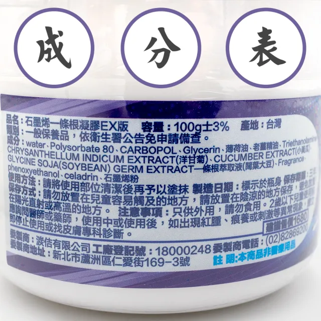 【湠佶】石墨烯一條根凝膠膏 添加薄荷老薑精油 按摩推拿(美國涼感專利舒固得 SGS檢驗通過)