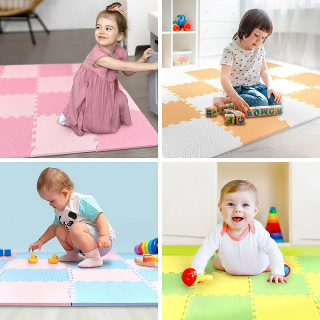 【MOMOTARO 桃太郎地墊】台灣製經典必買加厚1CM環保無毒32CM防滑EVA巧拼地墊-13色可選(20片/約0.6坪)