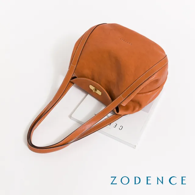 【ZODENCE 佐登司】LUCY義大利植鞣革肩背燈籠包(經典駝)