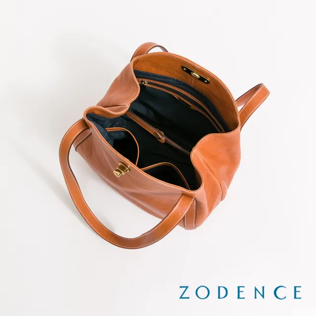 【ZODENCE 佐登司】LUCY義大利植鞣革肩背燈籠包(經典駝)