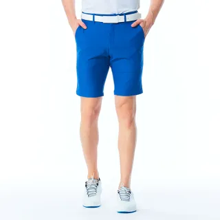 【KING GOLF】網路限定款-男款素面百搭修身彈性休閒短褲/高爾夫球短褲(藍色)