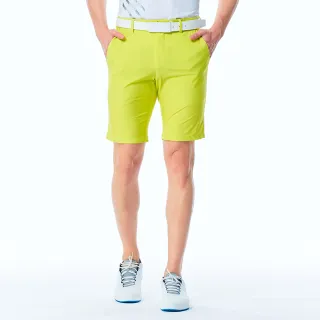 【KING GOLF】網路限定款-男款素面百搭修身彈性休閒短褲/高爾夫球短褲(綠色)