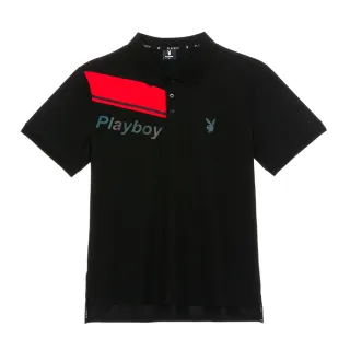 【PLAYBOY】經典拼撞色POLO衫(黑色)