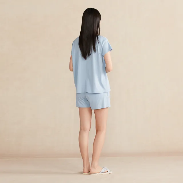 【YVONNE 以旺傢飾】蘆薈纖維半開襟短袖上衣-海島藍