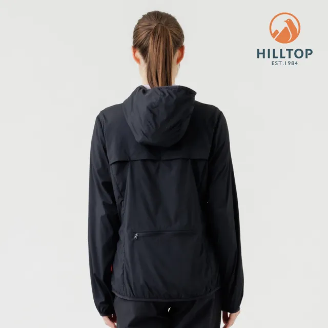 【Hilltop 山頂鳥】超輕量超潑水抗UV彈性外套 可收納 女款 黑｜PS02XFG6ECA0